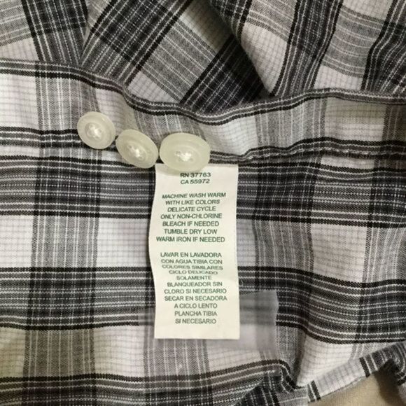 Perry Ellis Black Gray White Check Button Front Shirt L NWOT - Picture 6 of 9